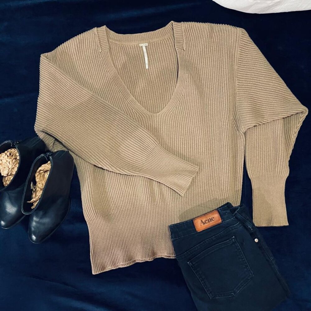 Free People Cotton Sweater - Taupe M